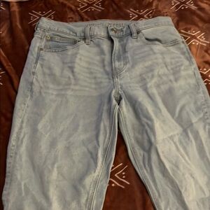 American Eagle Outfitters Blue Straight Leg Jeans with Natural Fading
